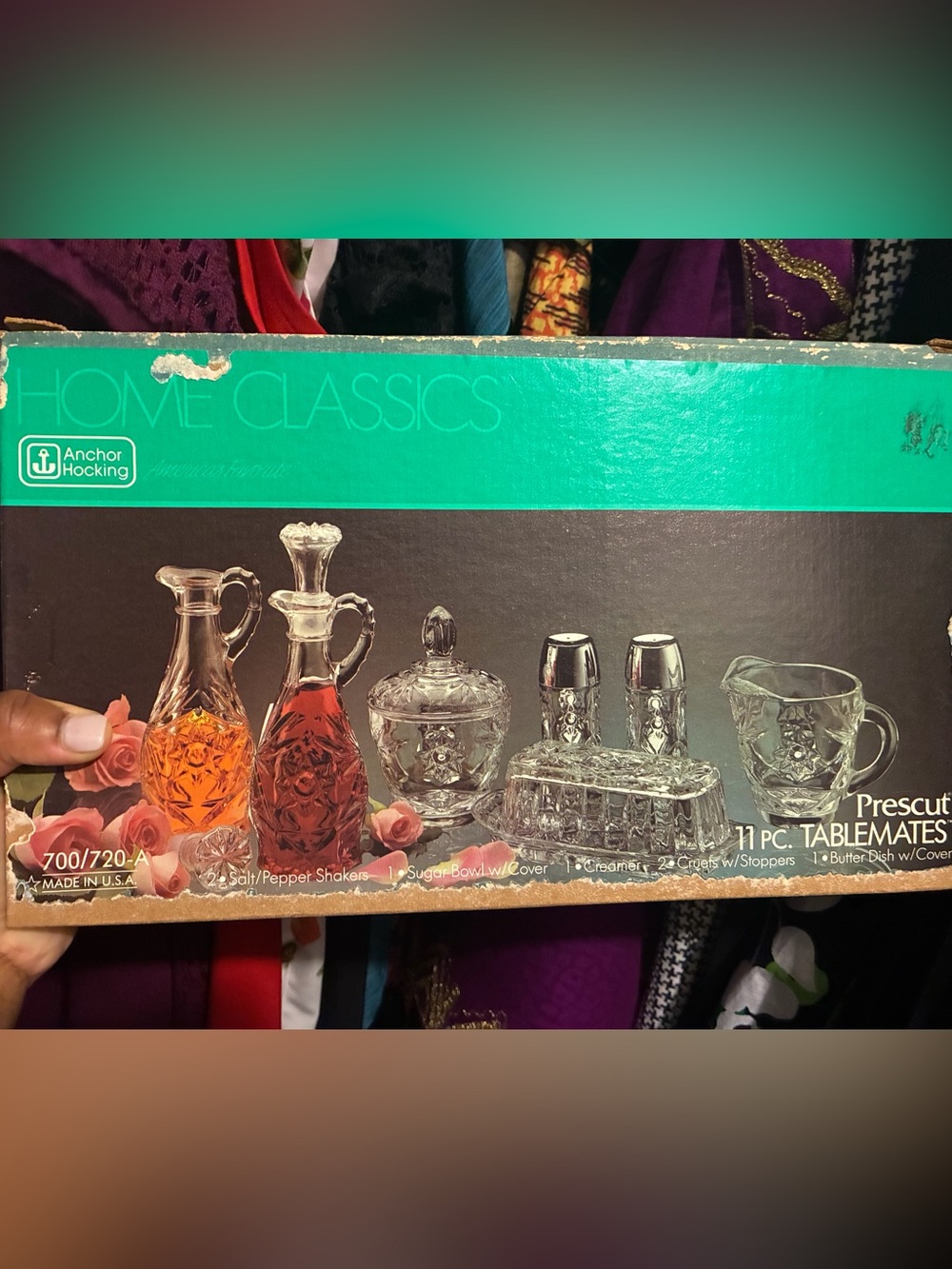 Anchor Hocking Teal and Clear Home Classics Glass Tableware Set